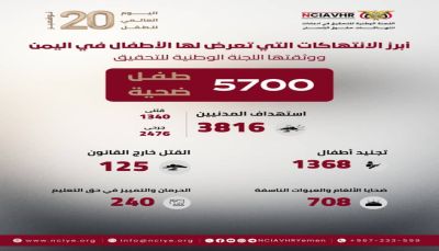 اللجنة الوطنية للتحقيق: آلاف الأطفال ضحايا القتل والتجنيد والألغام في اليمن