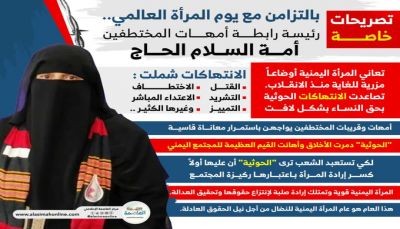 رئيسة رابطة أمهات المختطفين تتحدث لـ"العاصمة أونلاين" حول وضع المرأة اليمنية منذ الإنقلاب.
