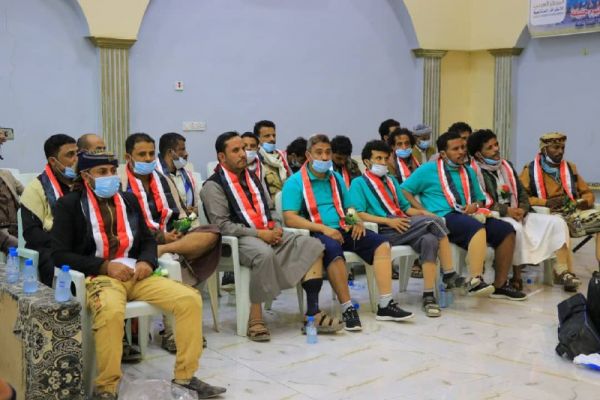 مأرب: حفل توديع واستقبال لعشرات الجرحى يتلقون العلاج بسلطنة عمان